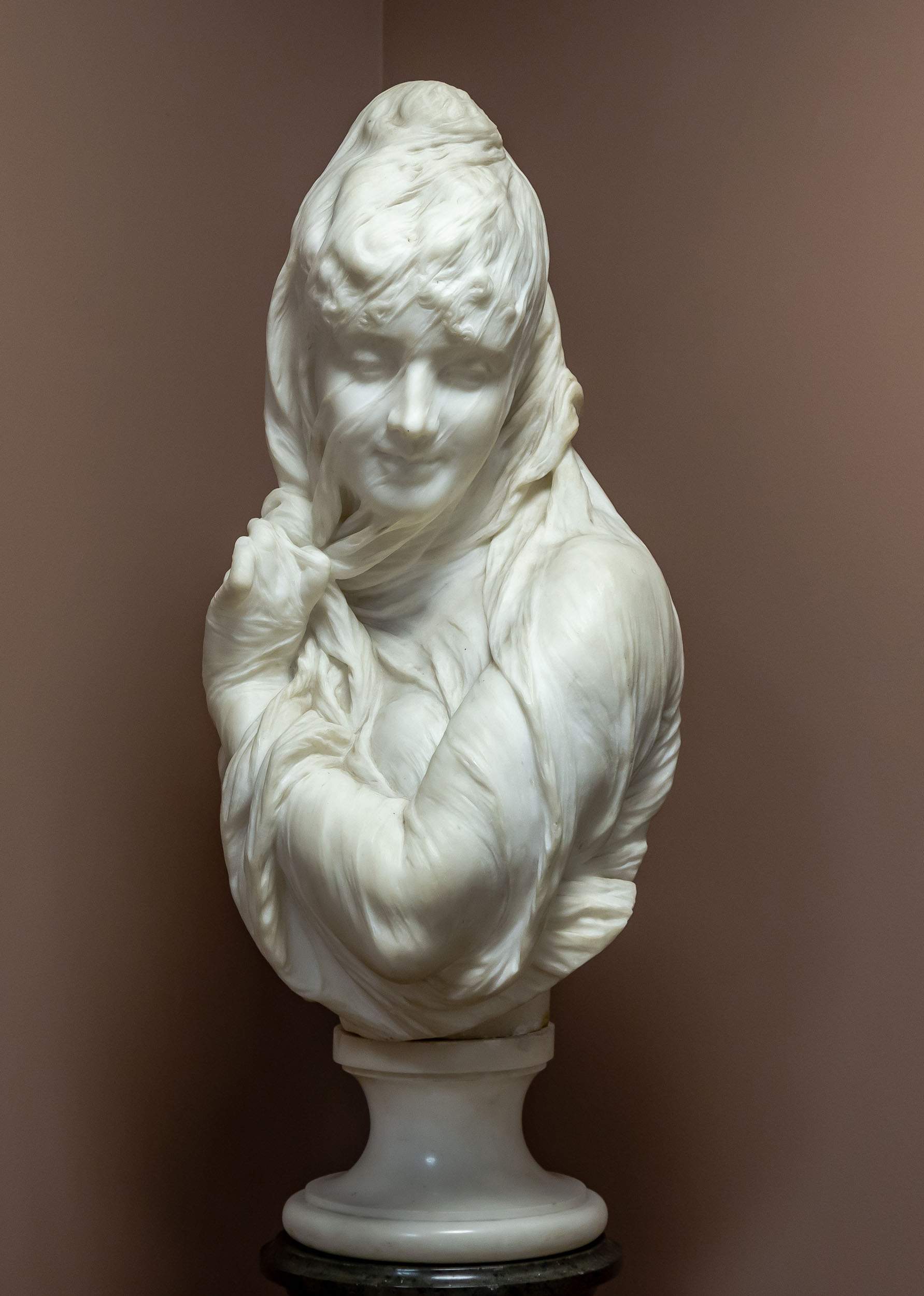 Gaetano Russo, Marble Veiled Female Bust | Cottone Auctions