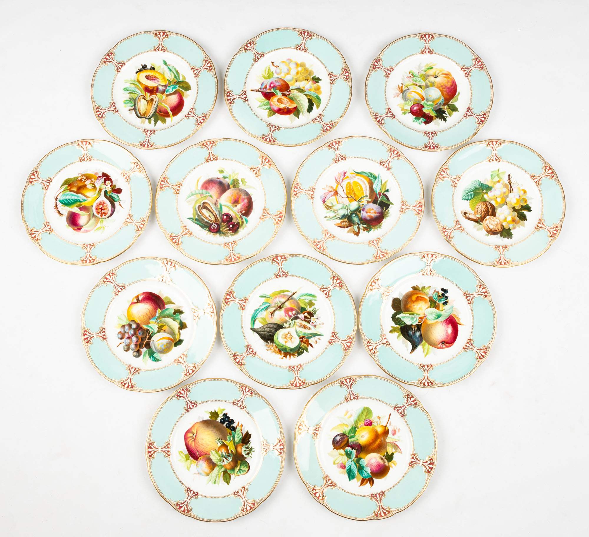 Twelve Copeland (before Copeland Spode) Hand Painted Plates | Cottone ...