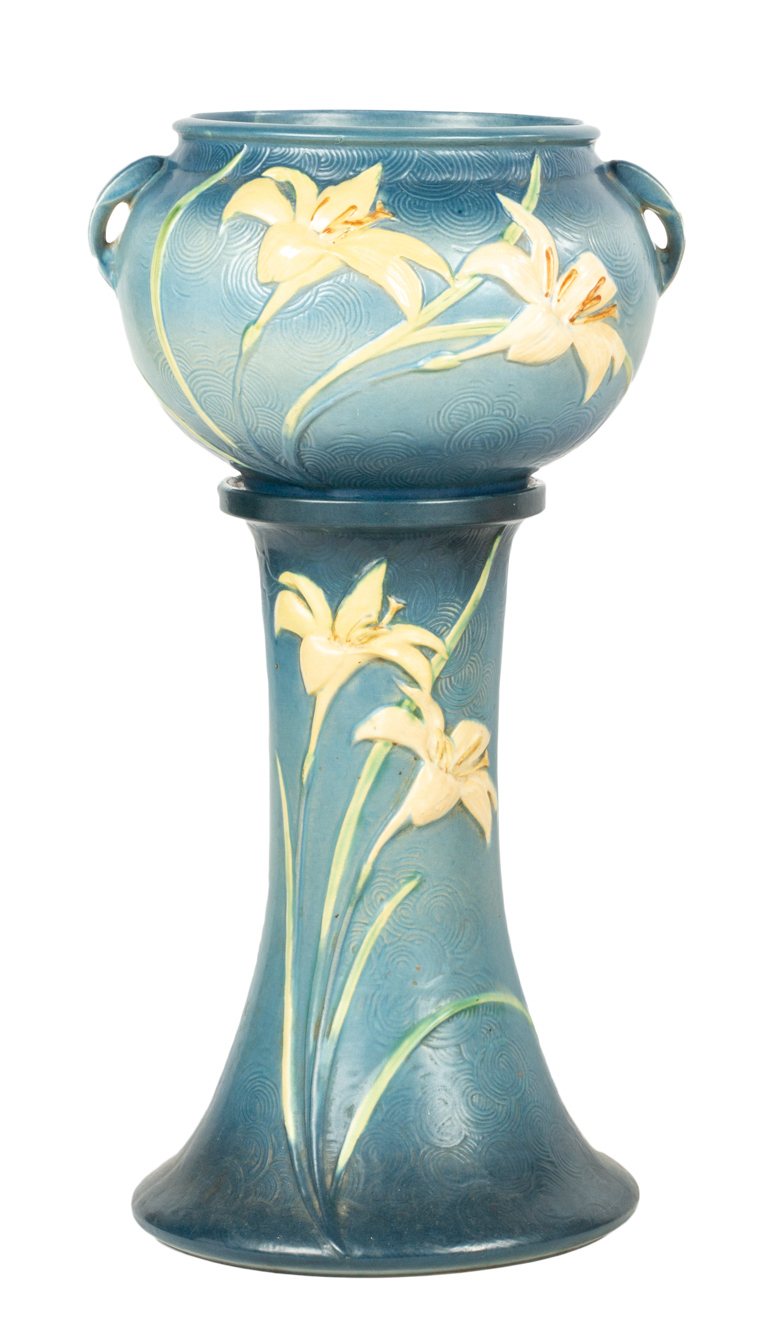 Roseville Pottery Zephyr Lily Jardiniere and Pedestal | Cottone Auctions