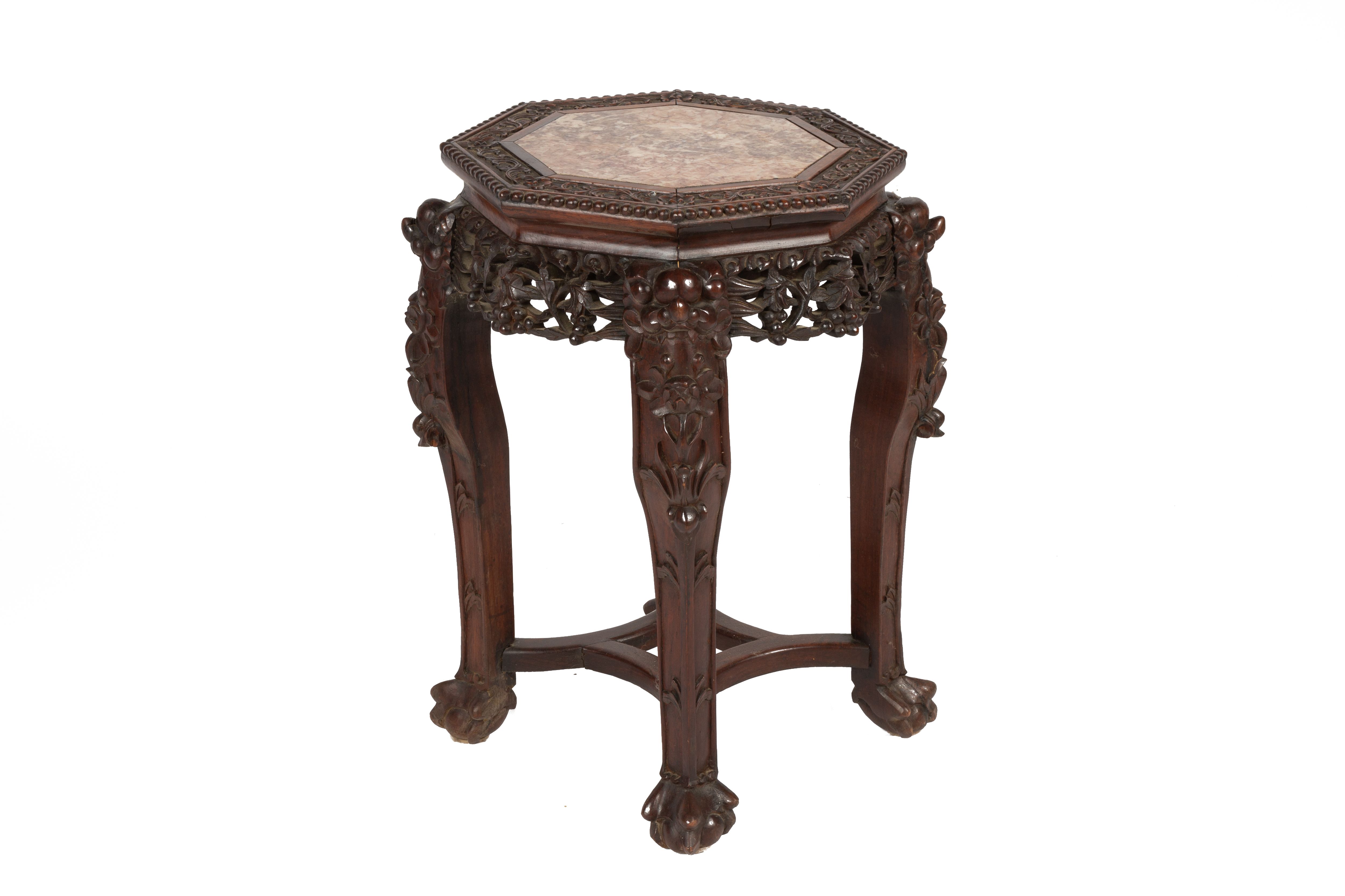 Chinese Hardwood & Marble Table | Cottone Auctions