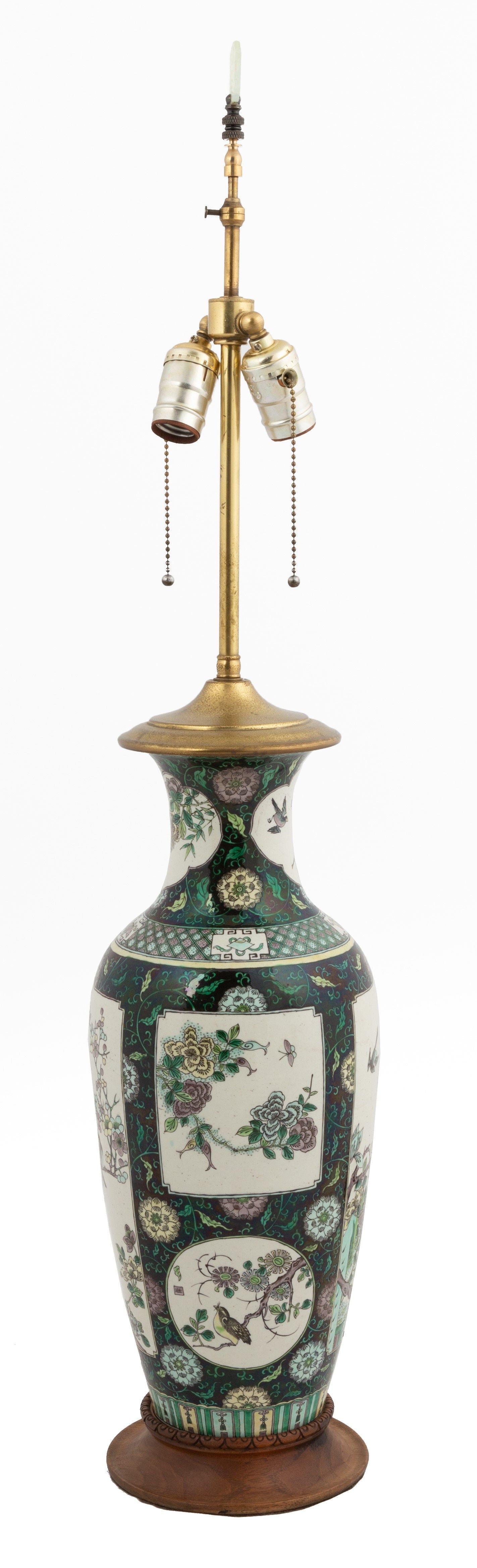 Chinese Famille Verte Porcelain Lamp Base | Cottone Auctions