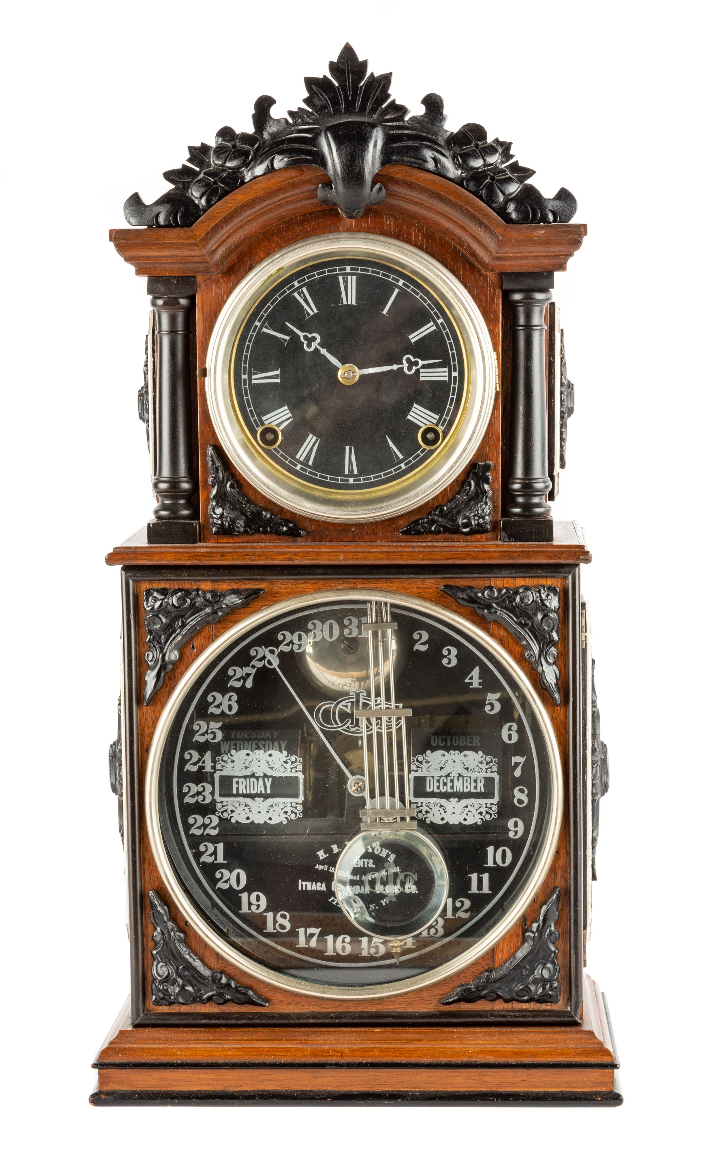 Ithaca “3 1/2 Parlor” Calendar Shelf Clock Cottone Auctions