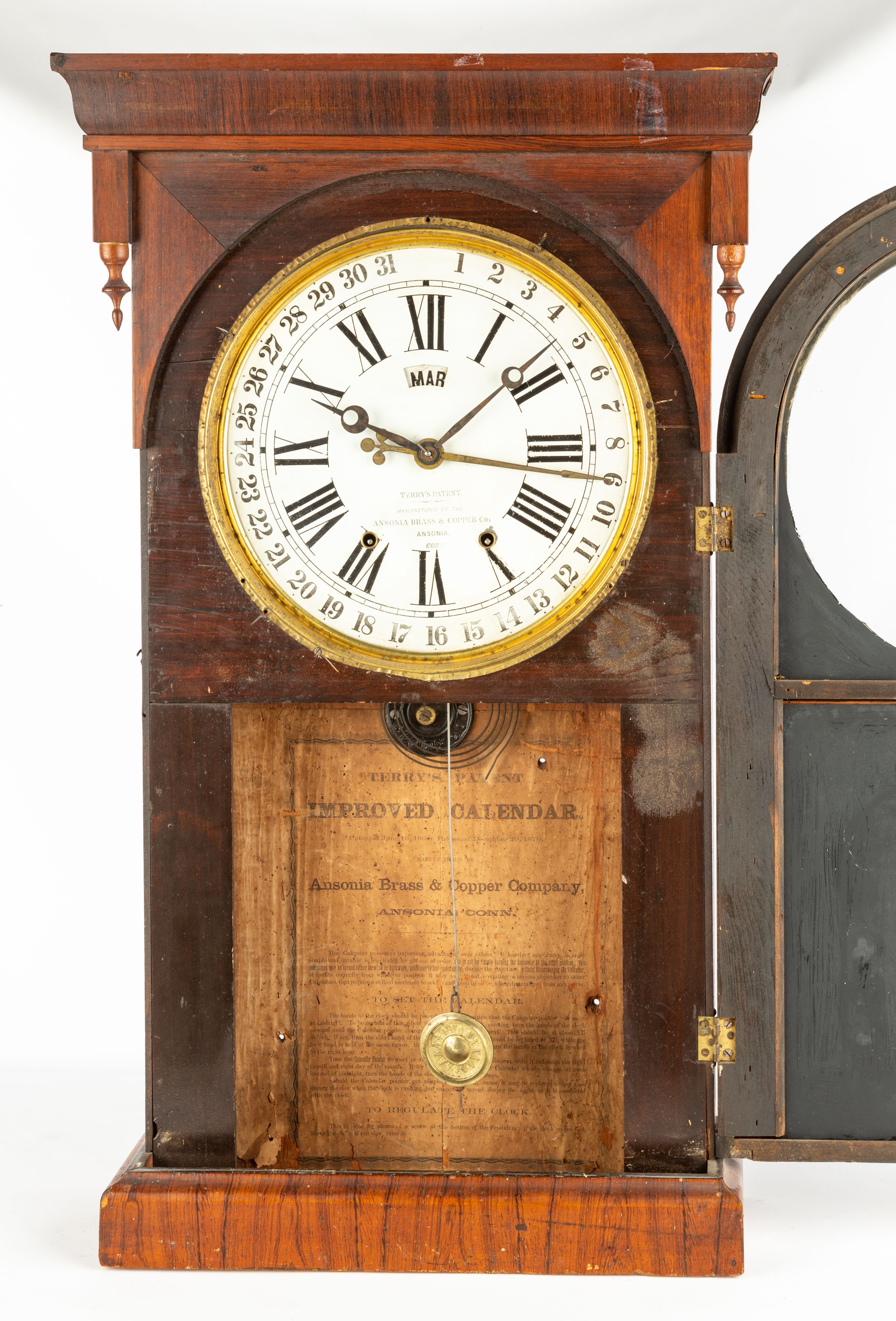 Terry's Patent, Ansonia Brass & Copper Company, Calendar Shelf Clock ...