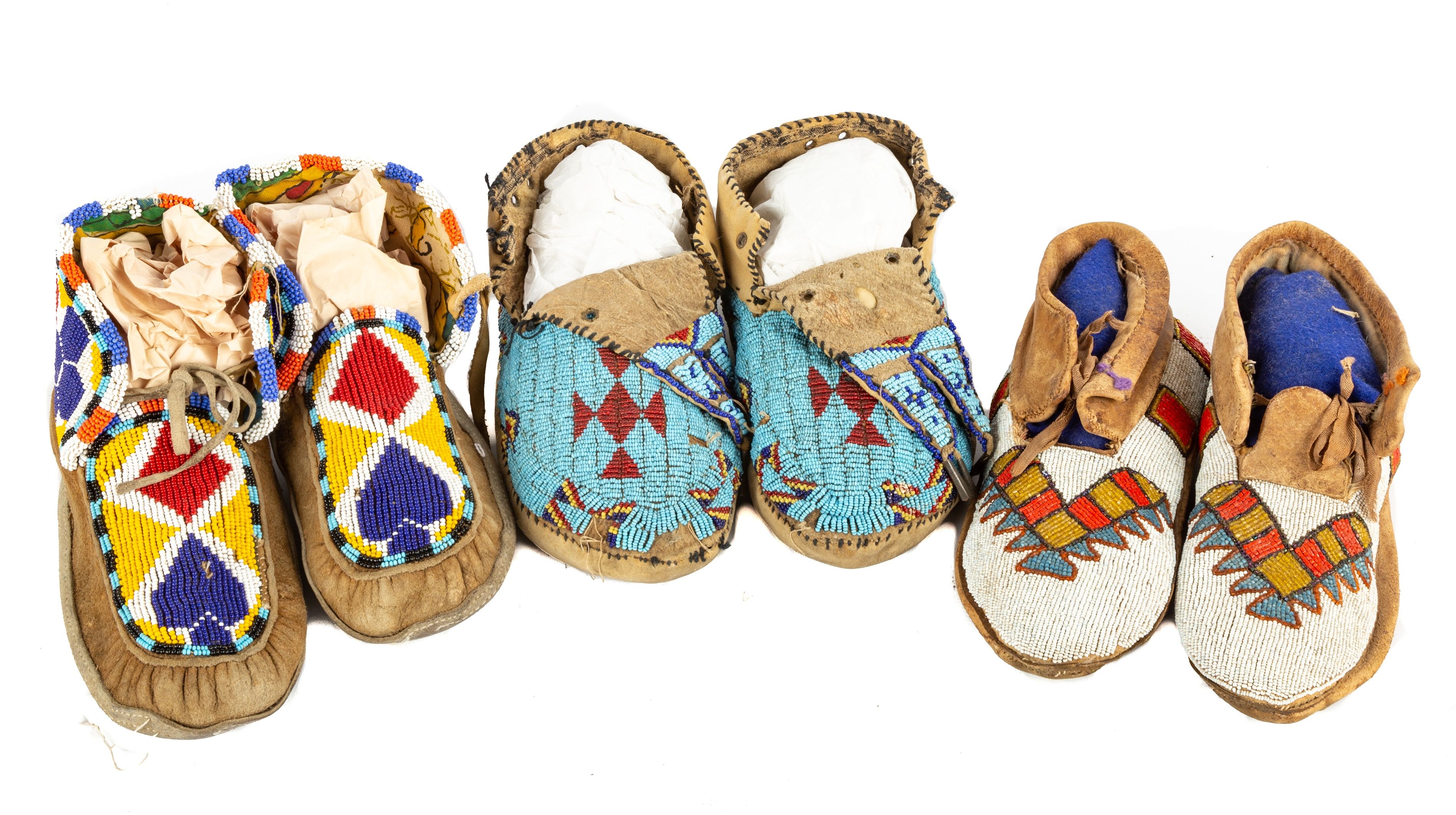 3 Pair Of Native American Beaded Moccasins Cottone Auctions 