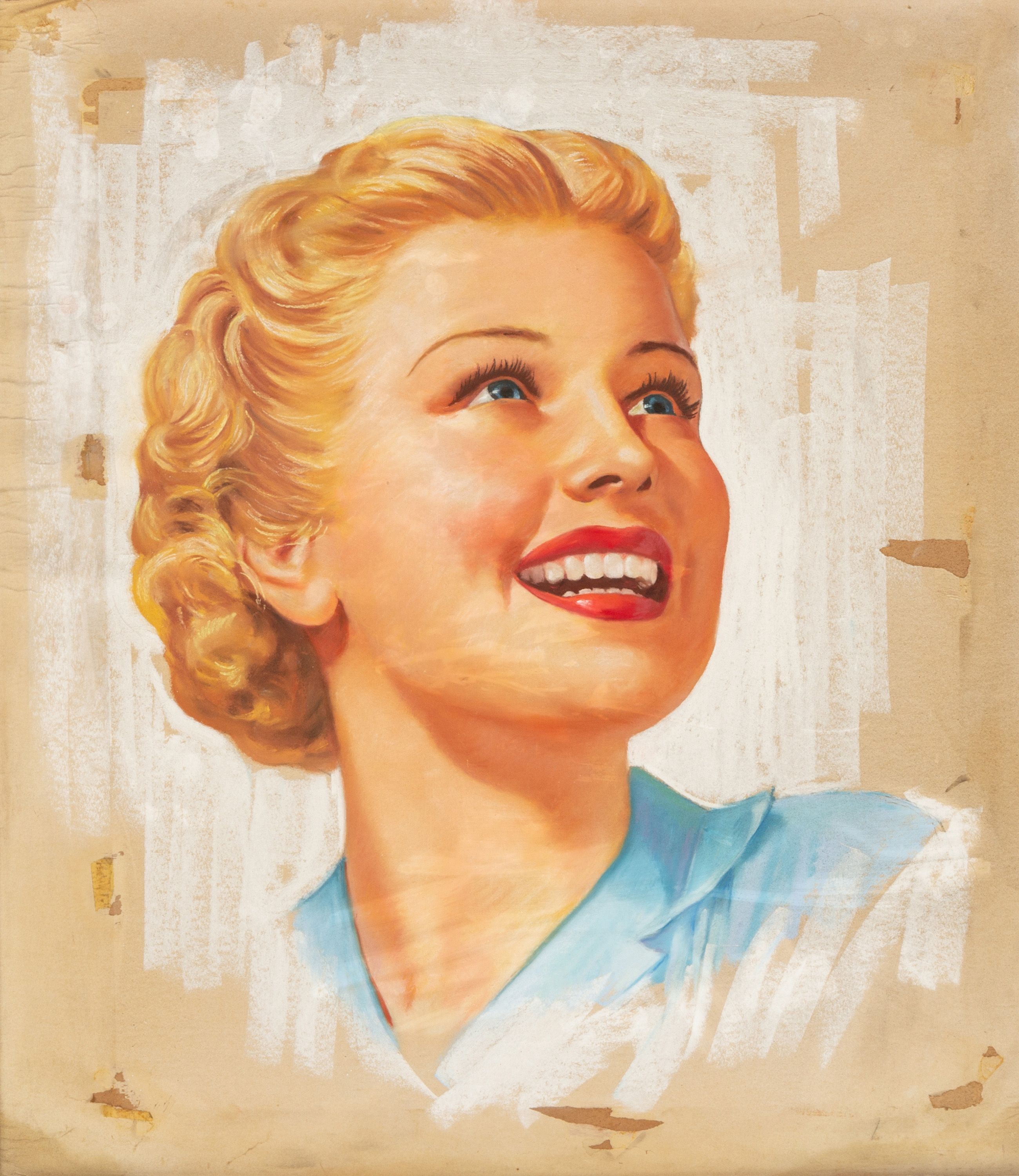 Pastel Illustration of Girl Smiling | Cottone Auctions