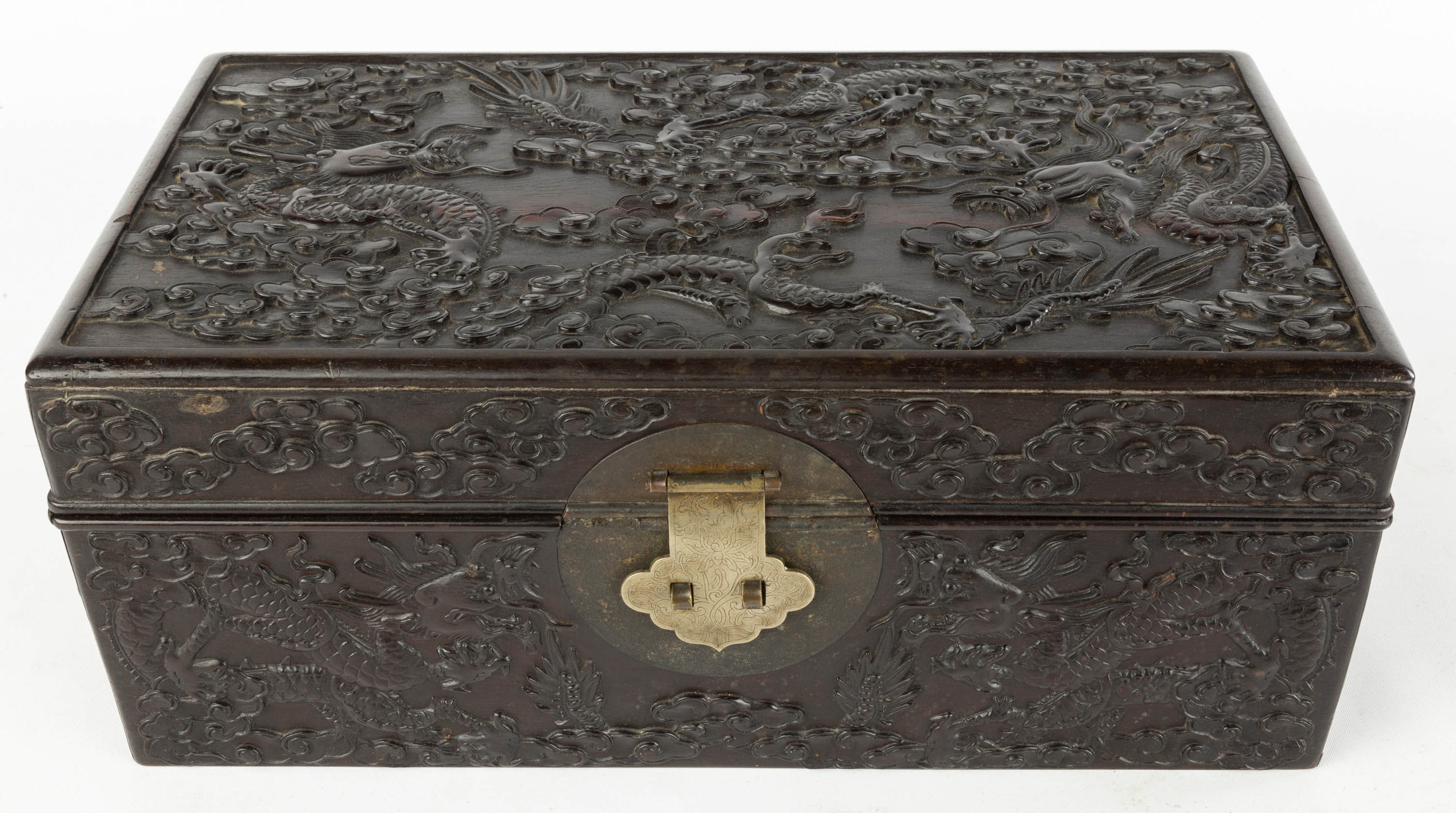 Fine Chinese Carved Hardwood Box | Cottone Auctions