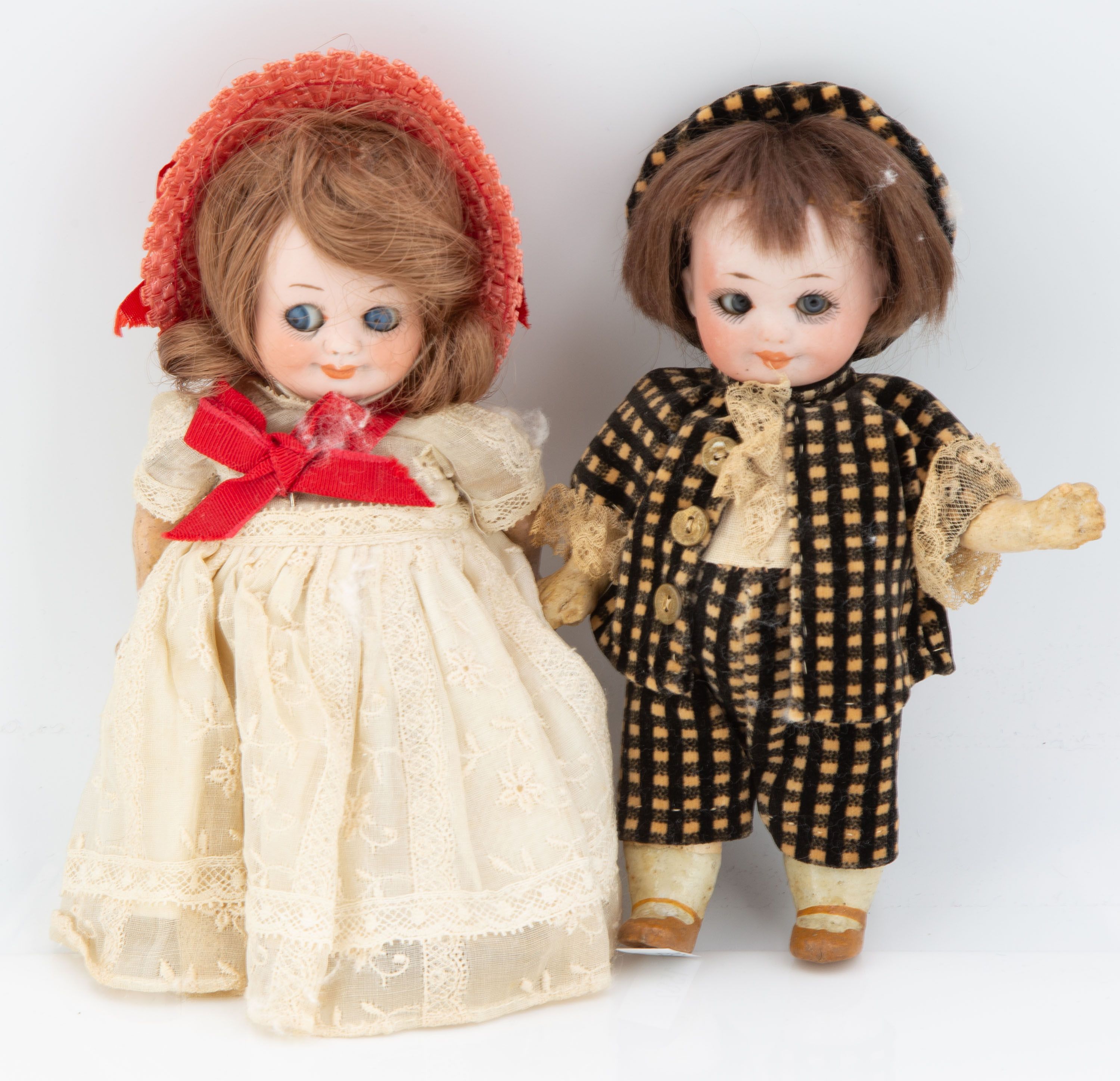 (2) Antique German Googly Eyed Dolls | Cottone Auctions