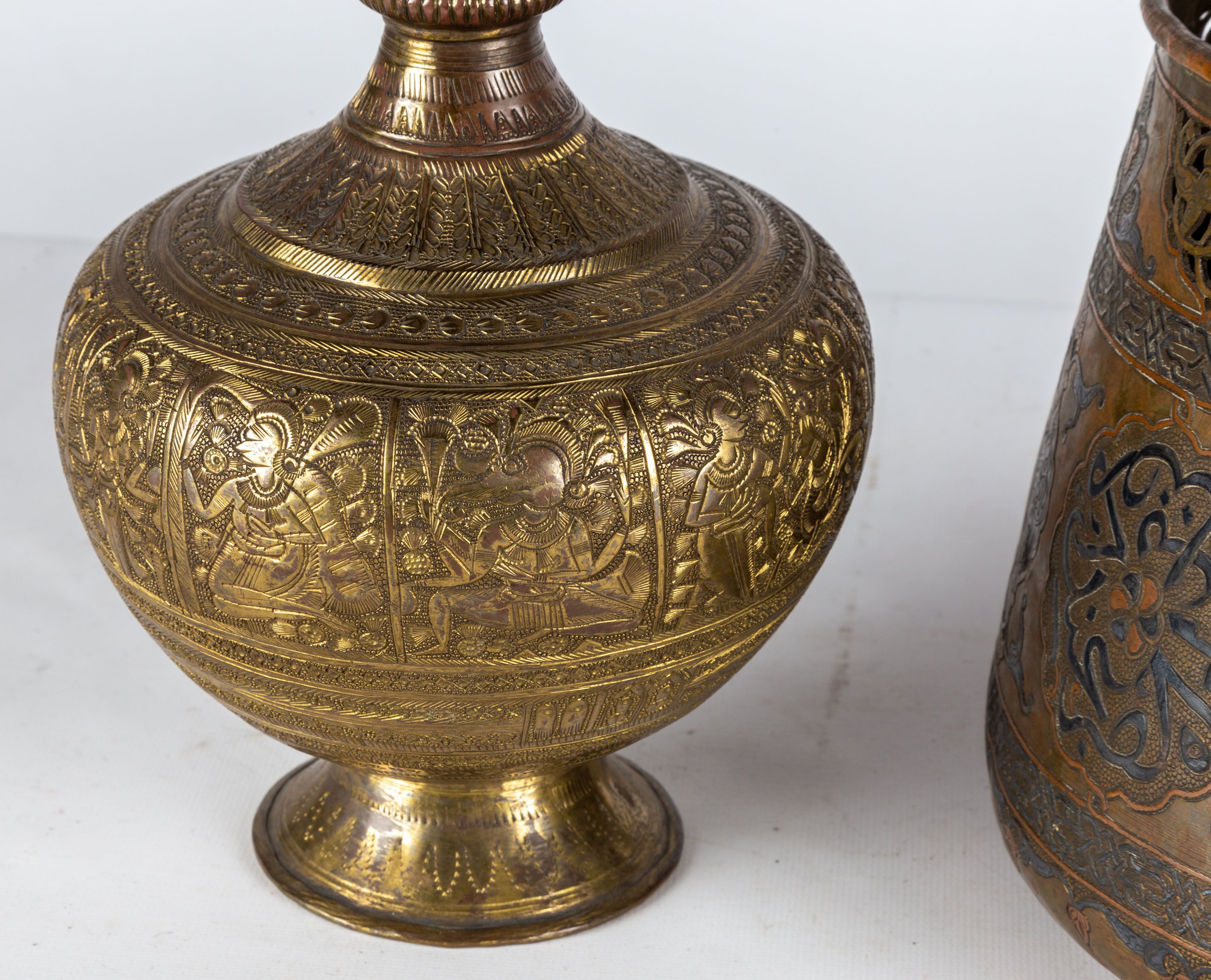 Indo Persian Mixed Metal Bowl and Decanter | Cottone Auctions