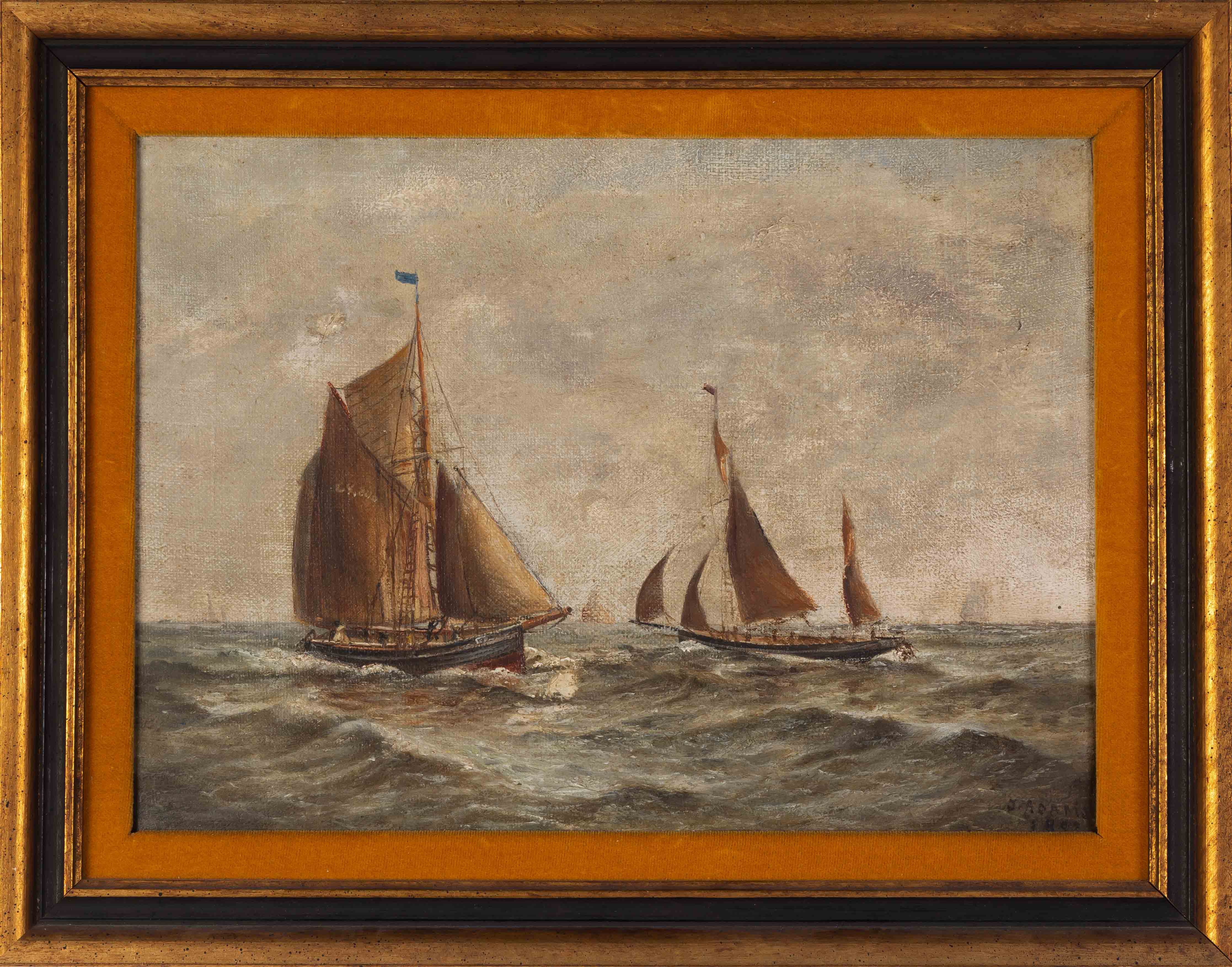 J. Adams 2 Sailing Ships Oil on Canvas | Cottone Auctions