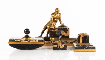 Art Deco Peter Behrens Gilt Bronze and Marble Desk Set