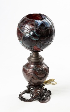 Japanese Oil Lamp with Blown Out Beetles