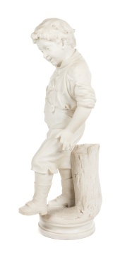 Luigi Bienaime (Italian, 1795-1878) Carrara Marble Sculpture of Young Boy