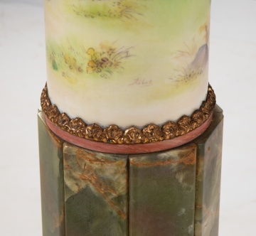 Sevres Style Painted Porcelain & Onyx Pedestal