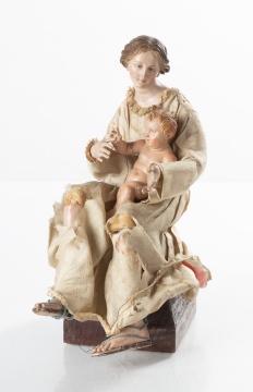 Pair of Early Creche Angels with Mary & Christ Child