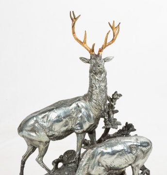 Arthur Waagen (German, 1833-1898) Metal Sculpture of Stag and Doe