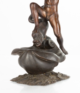 Bronze Fountain Topper of Poseidon with Serpent