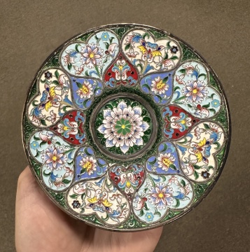 Russian Silver and Enamel Cup and Saucer