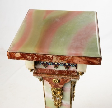 French Onyx, Marble & Champleve Enamel Pedestal
