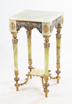 French Champleve Enamel and Onyx Table