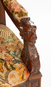 Renaissance Revival Carved Walnut Arm Chair