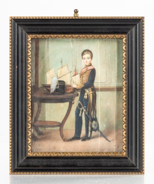 Portrait Miniature of Young Boy with Sail Boat