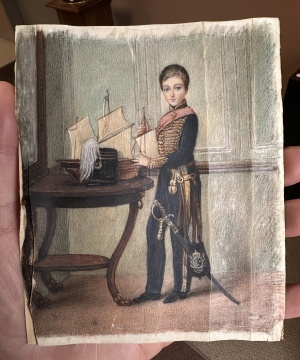 Portrait Miniature of Young Boy with Sail Boat