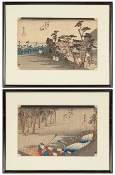 Utagawa Hiroshige (Japanese, 1797-1858) Oiso - Tora Rain, & Spring Rain, Tsuchiyama