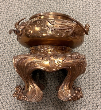 Pair of Japanese Meiji Bronze Urns