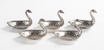 Five Gorham Sterling Silver Swan Form Place Holders