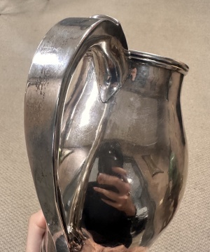 Early American Silver Covered Sugar Urn & Water Pitcher