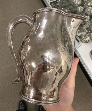 Early American Silver Covered Sugar Urn & Water Pitcher