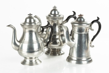 Three 19th Century American Pewter Coffee Pots