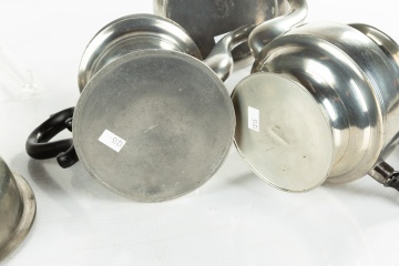 19th Century Pewter Teapots and Basin