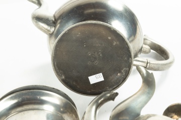 19th Century Pewter Teapots and Basin