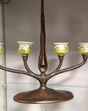 Tiffany Studios Four-Light Favrile & Bronze Candelabrum