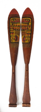 Pair of Tlingit or Haida Northwest Coast Dance Paddles