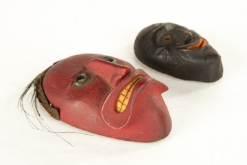 Two Miniature Native American False Face Masks