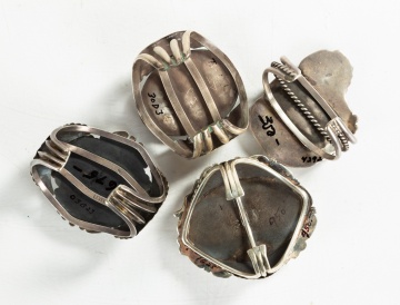 (4) Navajo Silver & Turquoise Bracelet Cuffs