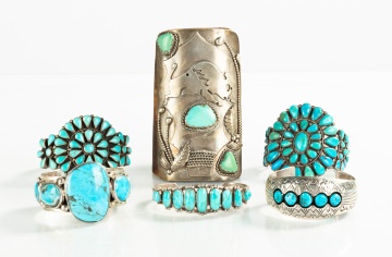 Navajo Turquoise & Silver Bracelet Cuffs & Arm Guard