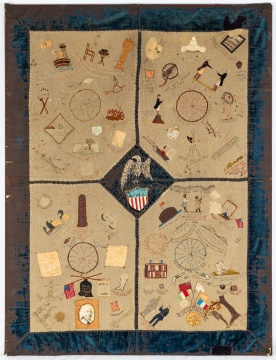  1876 Philadelphia Centennial Embroidered Americana Quilt