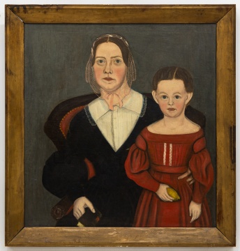 Antha Abbott (1799-1866), Folk Art Portrait of Herself and Son