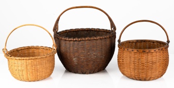 Three 19th Century Swing Handle Baskets