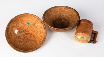 Covered Burl Wood Bowl and Cup