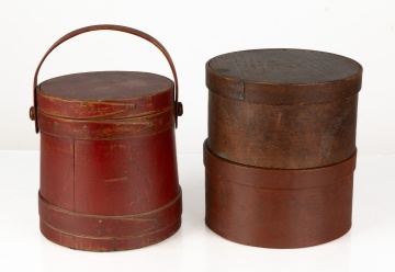Two Round Pantry Boxes & Firkin