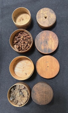 Four 19th Century Small Round Pantry Boxes