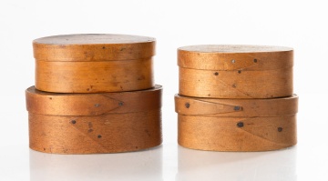Four 19th Century Small Round Pantry Boxes