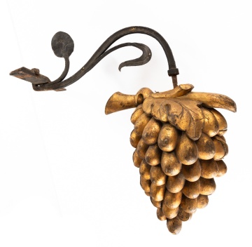 Carved and Gilded Wood and Wrought Iron, Trade Sign for Winemaker