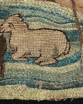 Sampler of Woman Shepherd with Animals and Church