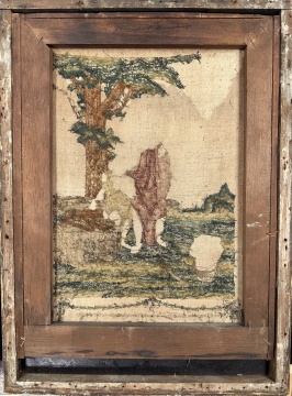Silk Embroidery and Watercolor of Abraham & Isaac