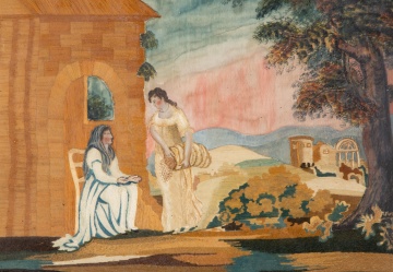 Silk Embroidery and Watercolor of Ruth and Naomi